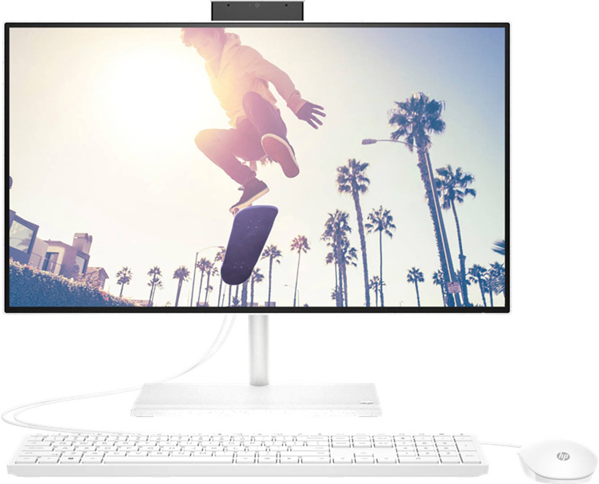 HP 24-cb1021nh Bundle AIO PC, 23.8" FHD Non Touch Display, Intel Core i5 1235 G7, 8GB RAM, 256 SSD, Intel Iris Xe Graphics, White Wired Keyboard & Mouse Combo Free DOS, White | 6P0E3EA