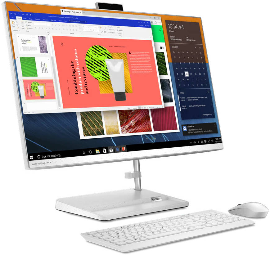 Lenovo IdeaCentre AIO 3 Desktop Computer, 27" FHD IPS Display, Intel Core i7-1165G7, 8GB RAM, 1TB HDD, NVIDIA GeForce MX450 2GB, White Calliope Wireless Arabic KB & Mouse, DOS, White | F0FW0059AX