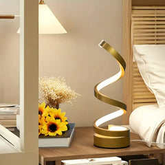 Spiral LED Table Lamp – Dimmable Gooseneck Metal Desk Light with USB Power, Adjustable Brightness & Sleek Design for Office, Bedroom, Living Room