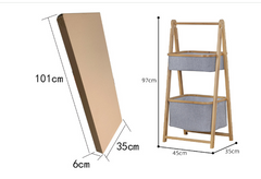 Foldable Bamboo Cloth Laundry Basket – Double-Layer Dirty Clothes Storage Rack