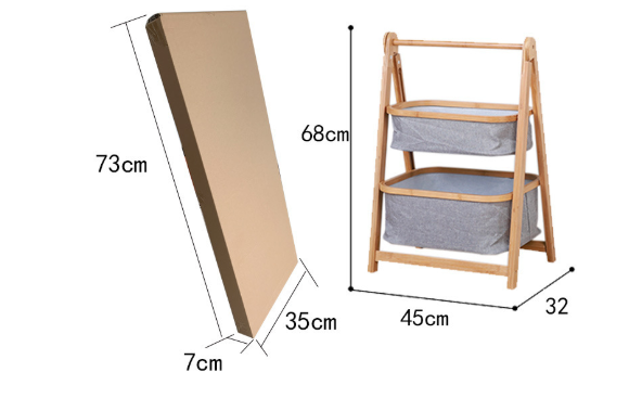 Foldable Bamboo Cloth Laundry Basket – Double-Layer Dirty Clothes Storage Rack