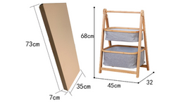 Foldable Bamboo Cloth Laundry Basket – Double-Layer Dirty Clothes Storage Rack