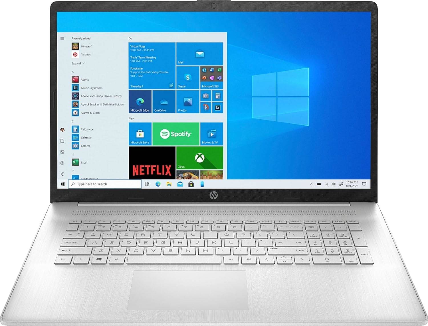 HP 17 Business Laptop Computer 17.3" FHD IPS Display 11th Gen Intel Quad-Core i5-1135G7 (Beats i7-10510U) 12GB RAM 512GB SSD Intel Iris Xe Graphics USB-C Win10 Silver + HDMI Cable