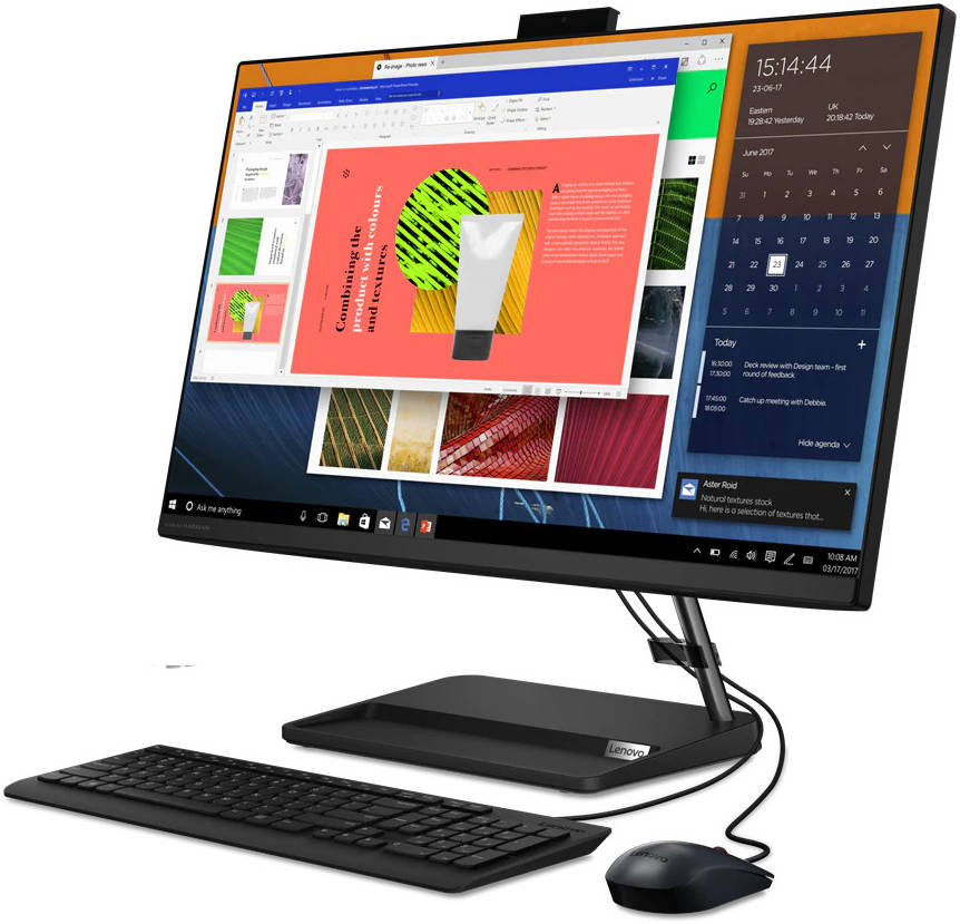 Lenovo IdeaCentre AIO 3 AIO Desktop Computer, 27" FHD IPS Display, Intel Core i7-1165G7, 8GB RAM, 1TB HDD, NVIDIA GeForce MX450 2GB, Black Calliope Wireless Arabic KB & Mouse, DOS, Black | F0FW0057AX