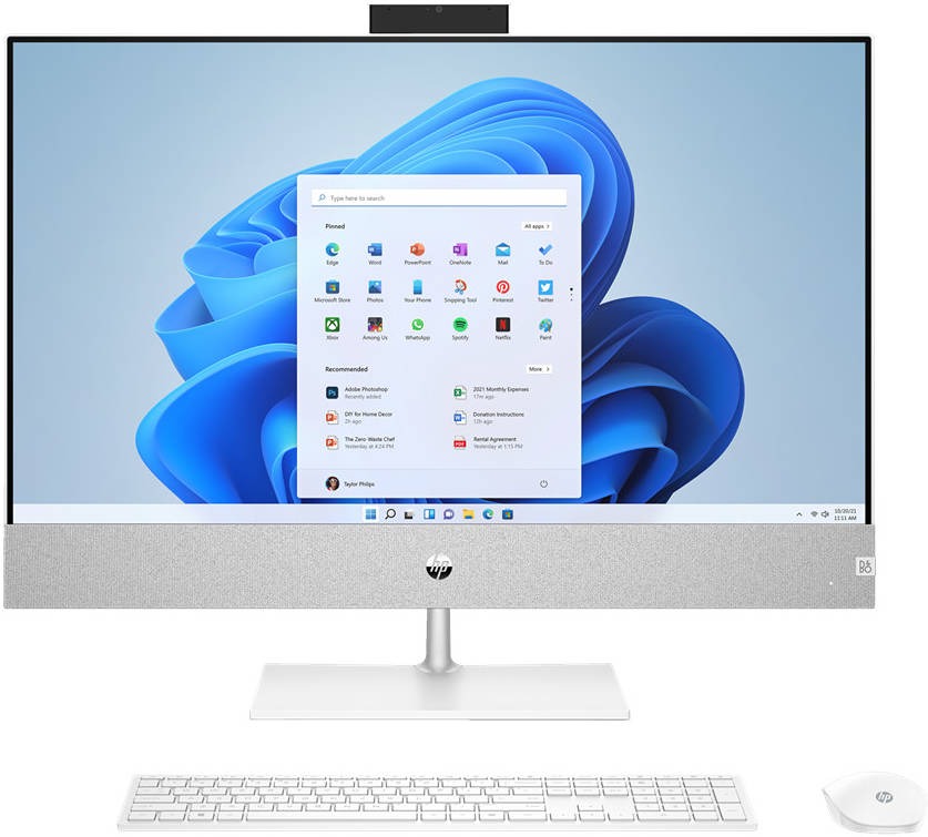 HP Pavilion AIO Desktop Computer, 27" Touchscreen FHD Display, Intel Core i7-13700T, 16GB RAM, 2TB SSD, NVIDIA RTX 3050 4GB, HP Keyboard & Mouse, Win 11, Snowflake White | 6L7D9AV-1