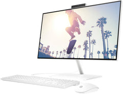 HP 24-cb1034ne Bundle AIO Desktop Computer, 23.8" Diagonal, FHD VA Display, Intel Core i5-1235U, 8GB RAM, 256GB SSD, HP 225 White Wired KB & Mouse, Free DOS, White | 6P0E5EA#ABV