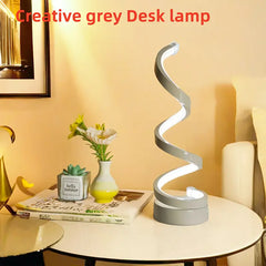 Spiral LED Table Lamp – Dimmable Gooseneck Metal Desk Light with USB Power, Adjustable Brightness & Sleek Design for Office, Bedroom, Living Room