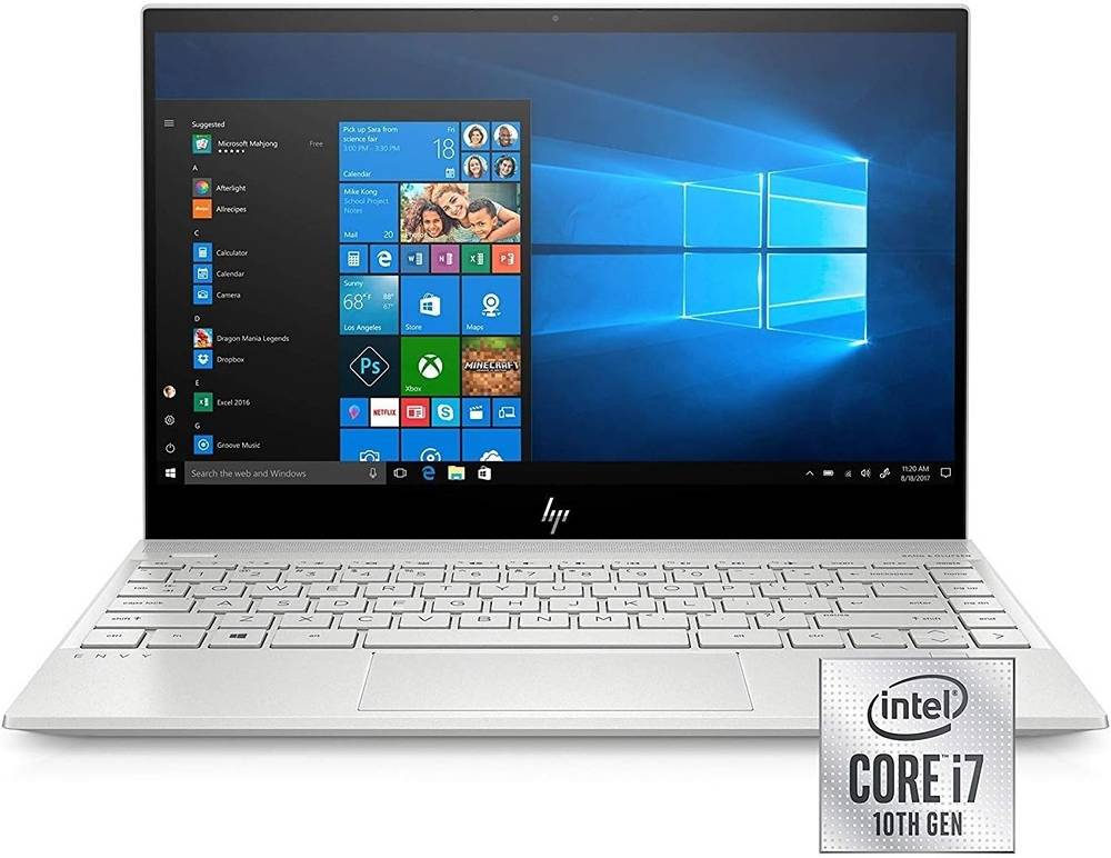 HP Envy 13 Business Laptop, 13.3" FHD Touch IPS Display, 10th Gen Intel Core i7-1065G7, 8GB RAM, 512GB SSD, Intel Iris Plus Graphics, Backlit ENG K/B, Window 10 Home, Silver | 15-OF6N-9VR9