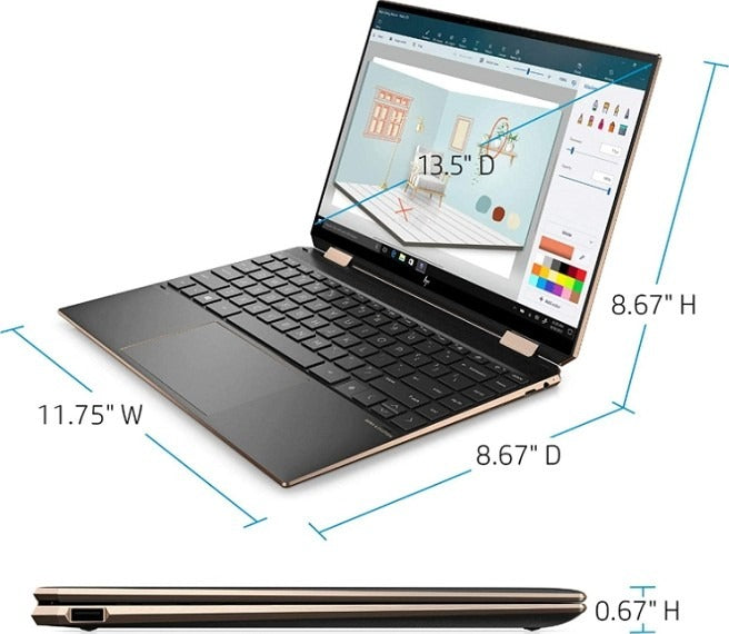 HP Spectre 14T-EA000 X360 13.5" WUXGA Touchscreen Laptop, Intel Core i7-1165G7 2.80GHz, 16GB RAM, 1TB SSD, Intel Iris Xe Graphics, ENG keyboard, Wifi, Win10 Pro, Stylus Pen, Black | 1Q874AV