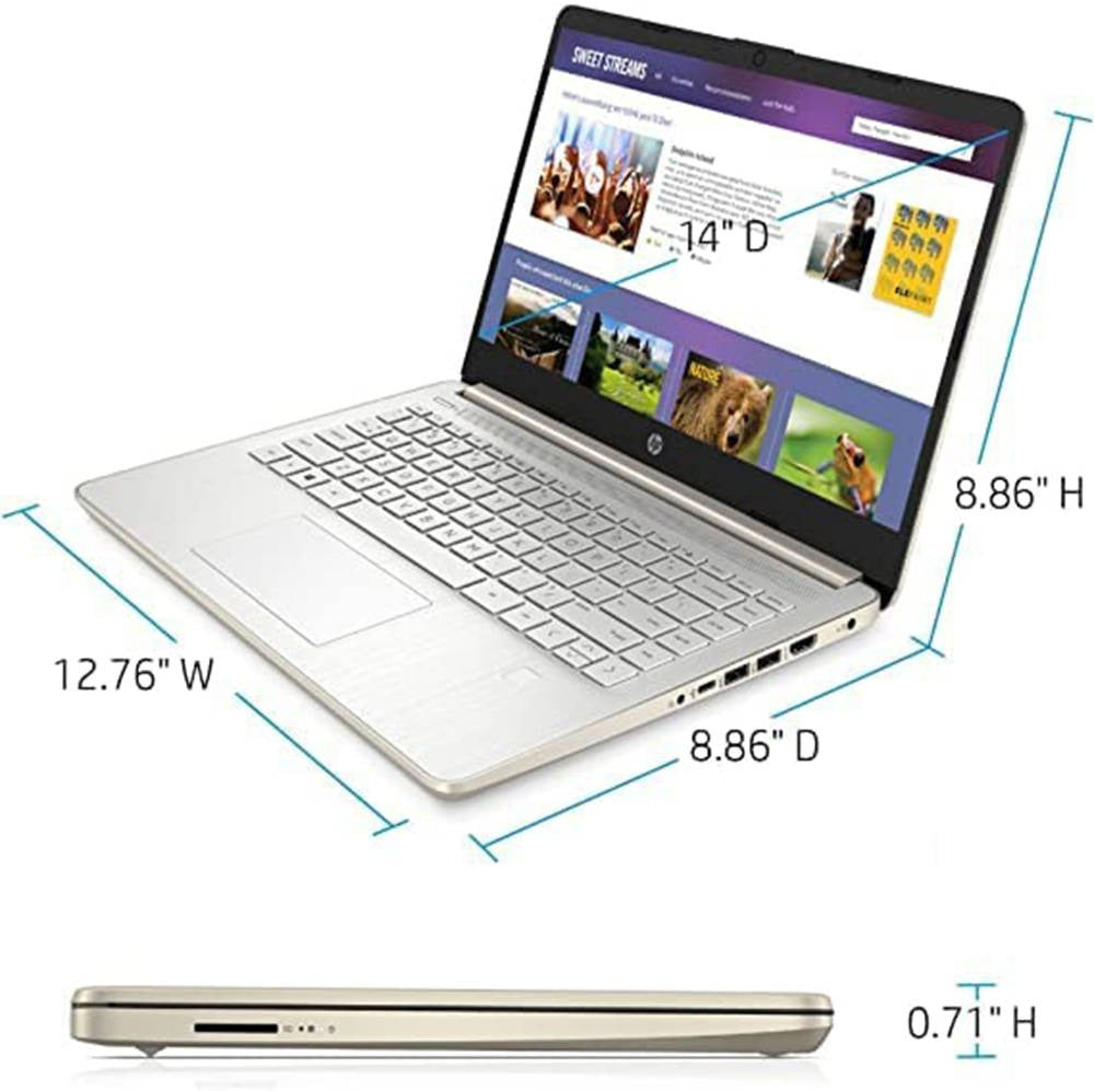 HP 14S-DQ5008NIA 14" HD Display Laptop, 12th Gen Intel Core i5-1235U 3.3Ghz, 8GB DDR4 RAM, 512GB SSD, Intel Iris Xe Graphics, Windows 11 Home, Gold | 6G5J8EA#VH5