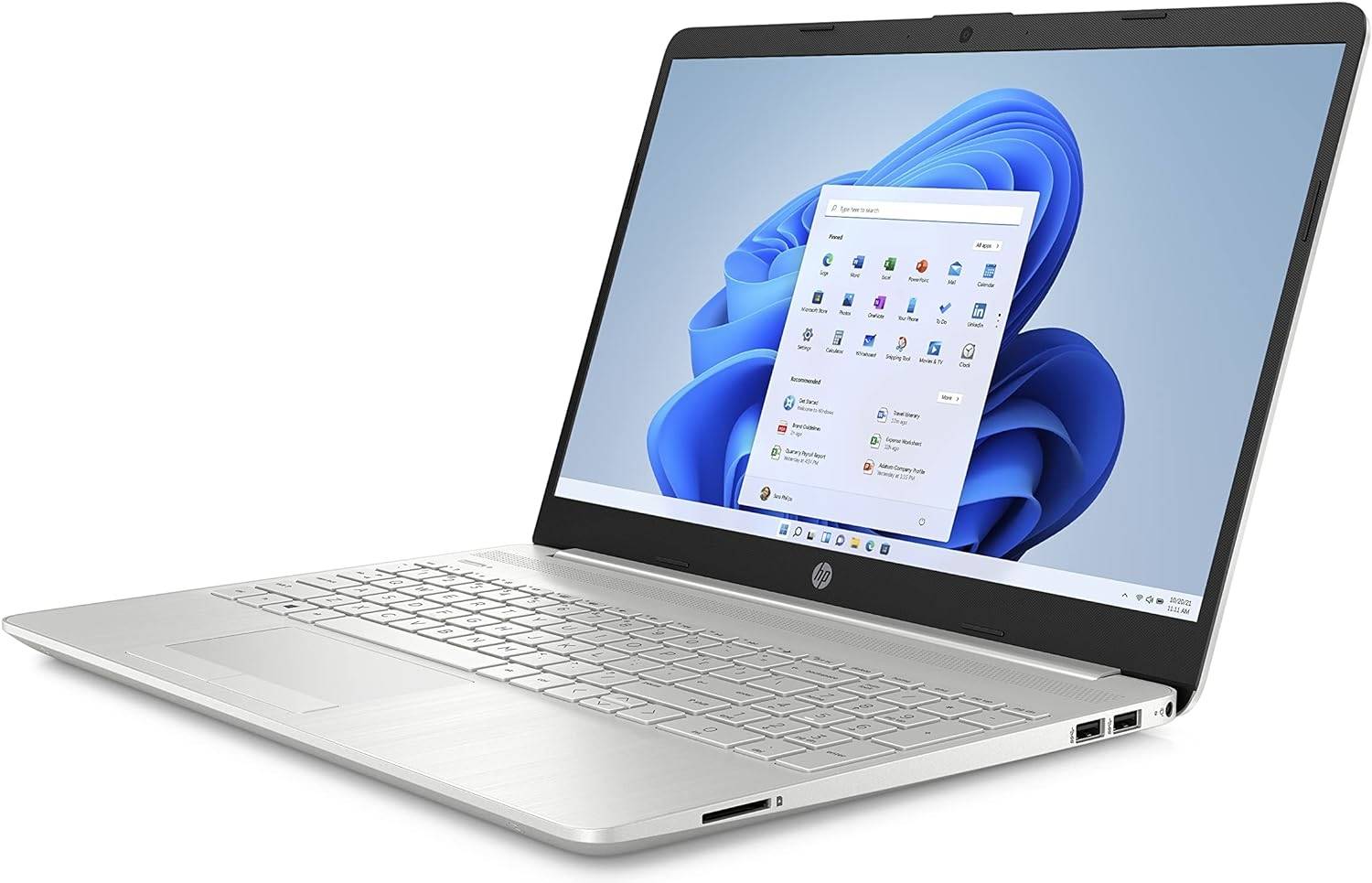 HP Laptop 15-dw3390ne, 15.6" HD,11th Gen Intel Core i3, 4GB RAM, 256GB SSD, Intel UHD Graphics, Windows 11,En -Ar KB Natural silver + HP 15.6 Value Top Load Bag