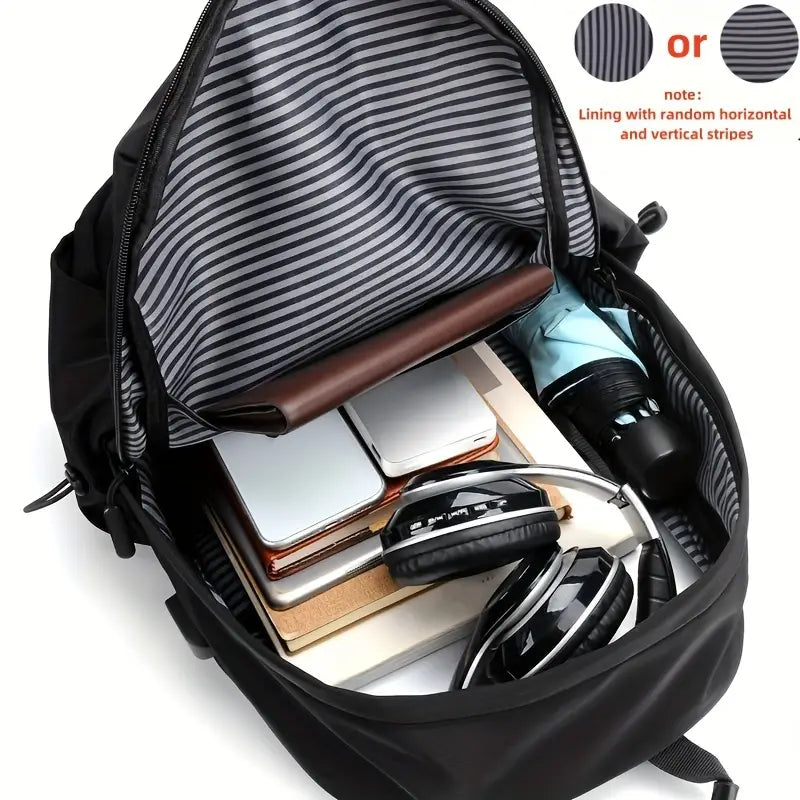 Lightweight Solid Color Double Shoulder Backpack – Men's Fashion Laptop Backpack for Sports, Travel, Commuting & Students