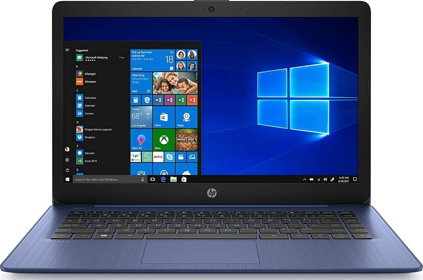 HP Stream 14" Laptop, Intel Celeron N4000, 4 GB RAM, 64 GB eMMC, Windows 10, English Key Board - Blue | 9VK97UA