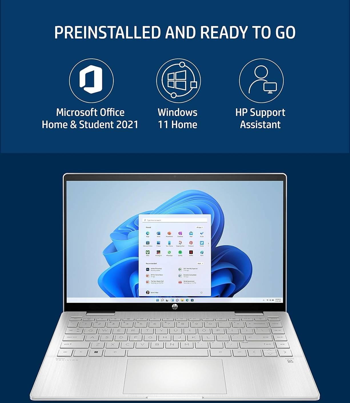 HP Pavilion x360, 12th Gen Intel Core i7,16GB RAM/512GB SSD 14-inch(35.6 cm) FHD, Multitouch, Micro-Edge Display/Alexa/Win 11/Intel Iris Xe Graphics/5MP Camera/B&O/Backlit KB/Pen/MSO,14-ek0088TU