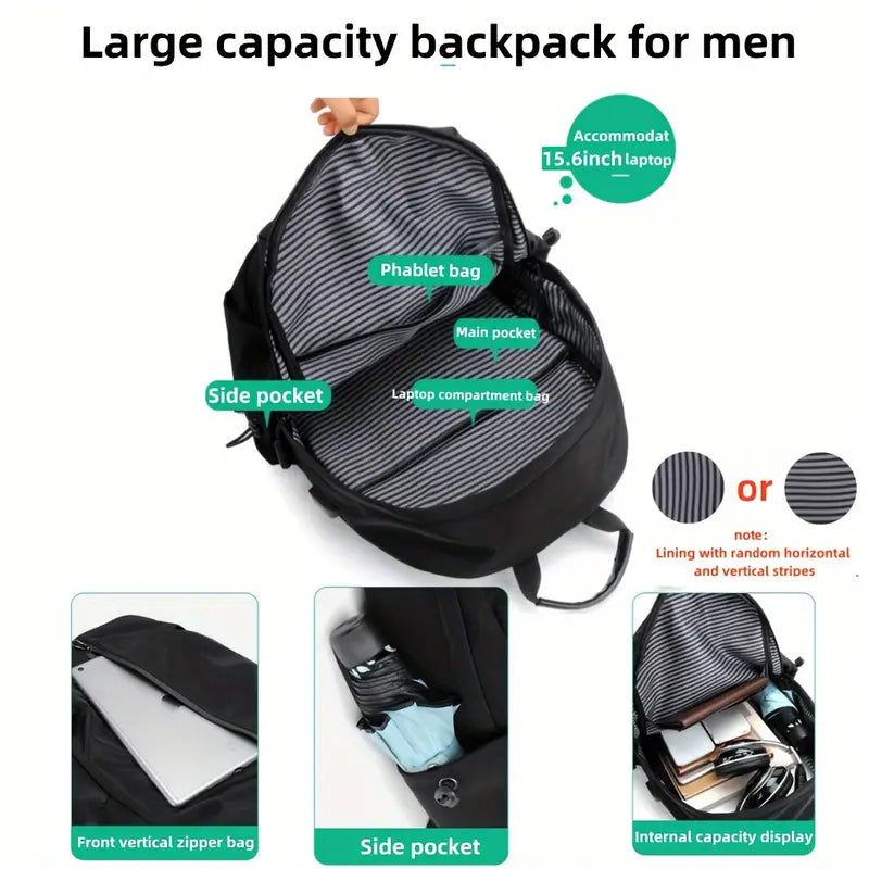 Lightweight Solid Color Double Shoulder Backpack – Men's Fashion Laptop Backpack for Sports, Travel, Commuting & Students