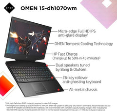 HP OMEN 15 Gaming Intel 10th Gen 6-Core i7-10750H 2.6GHz, 8GB, 1TB + 256GB SSD, 15.6 Inch, Nvidia GTX 1660Ti 6GB, Bundled With OMEN 400 Mouse+OMEN 800 Headset Win 10, Eng KB, Black