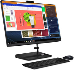 Lenovo IdeaCentre AIO 3 27ITL6 Desktop Computer, 27" FHD IPS Display, Intel Core i7-1165G7, 8GB RAM, 1TB HDD, GeForce MX450 2GB GPU, Wireless Mouse & ENG (UK) Keyboard, Free DOS, Black | F0FW00SBAK