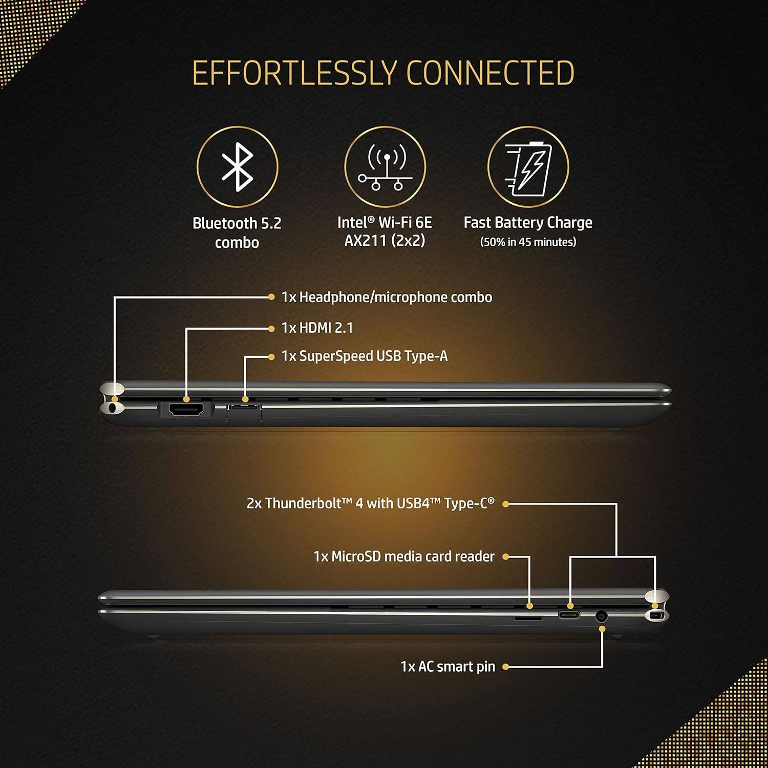 HP Spectre 16 x360 12th Gen Intel Evo Core i7 16 inch(40.6 cm) 3K+,Multitouch, 400 nits, Gorilla Glass, 2-in-1 Laptop (16GB RAM/512GB SSD/5MP (IR) Camera/Win 11/FPR/B&O/Pen/2.01 Kg), f1003tu