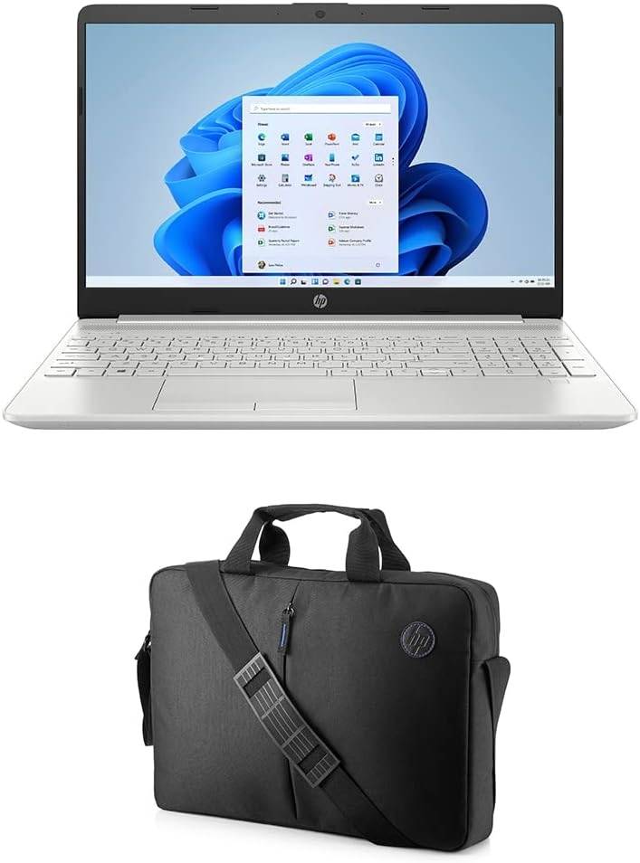 HP Laptop 15-dw3388ne, 15.6" FHD,11th Gen Intel Core i5, 8GB RAM, 512GB SSD,2GB NVIDIA GeForce MX450, Windows 11,En -Ar KB Natural silver + HP 15.6 Value Top Load Bag