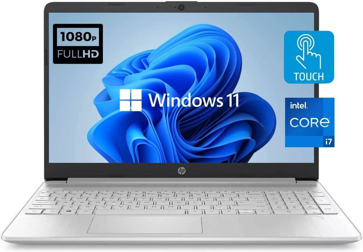 HP 15.6" Laptop, Intel Core i7-1165G7, FHD (1920 x 1080) IPS Touch Display, Intel Iris XGraphics, 9hr Battery Life, Silver, HD Webcam, USB-C, Windows 11, w/HDMI Cable (16GB RAM | 512GB PCIe SSD)