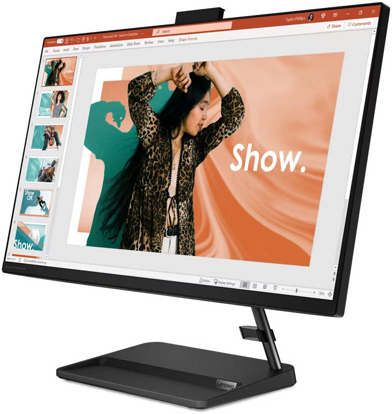 Lenovo IdeaCentre AIO 3 27IAP7 Desktop Computer, 27" FHD IPS Display, Intel Core i7-13620H, 16GB RAM, 512GB SSD, GeForce MX550 4GB Graphics, Wireless Mouse & ENG-ARAB K/B, Free DOS, Black | F0GJ00LWAX