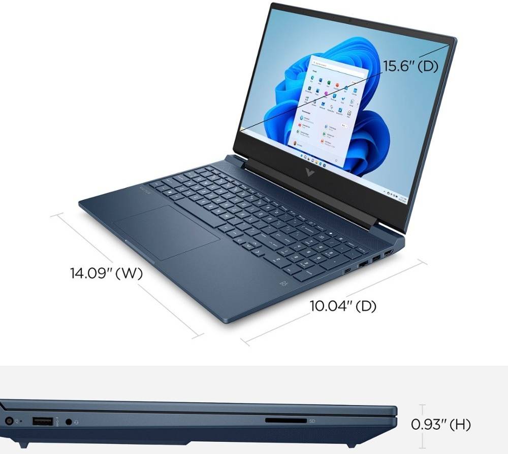 HP Victus 15-FA1093DX Gaming Laptop, 15.6" FHD 144Hz Display, Intel Core i5-13420H, 8GB RAM, 512GB SSD, NVIDIA GeForce RTX 3050 6GB, Backlit ENG Keyboard, Windows 11, Performance Blue | 7N3S2UA#ABA