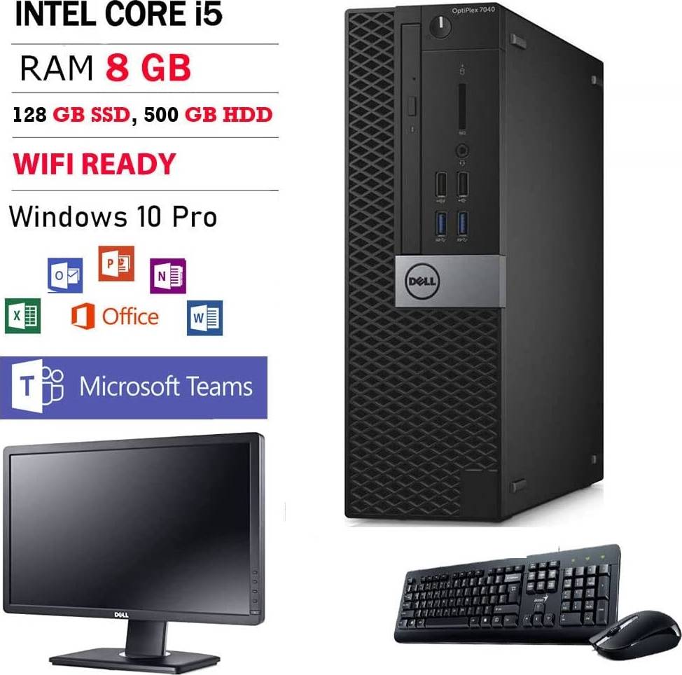 Used - Desktop, Intel Core i5 6th Gen, 8GB RAM, 128GB SSD, 500GB HDD, With 22 Inch Monitor + WIFI, Window 10 Pro, Black | ‎MSI5-6-8-128