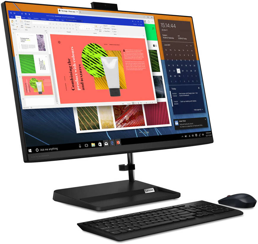 Lenovo IdeaCentre AIO 3 AIO Desktop Computer, 27" FHD IPS Display, Intel Core i7-1165G7, 8GB RAM, 1TB HDD, NVIDIA GeForce MX450 2GB, Black Calliope Wireless Arabic KB & Mouse, DOS, Black | F0FW0057AX