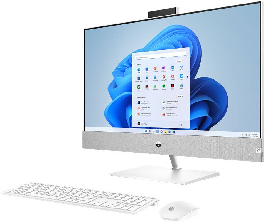 HP Pavilion AIO Desktop Computer, 27" Touchscreen FHD Display, Intel Core i7-13700T, 16GB RAM, 2TB SSD, NVIDIA RTX 3050 4GB, HP Keyboard & Mouse, Win 11, Snowflake White | 6L7D9AV-1