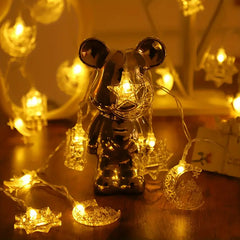 1pc Ramadan Moon & Star Castle LED String Lights | Warm Yellow Glow | Eid & Festive Decor