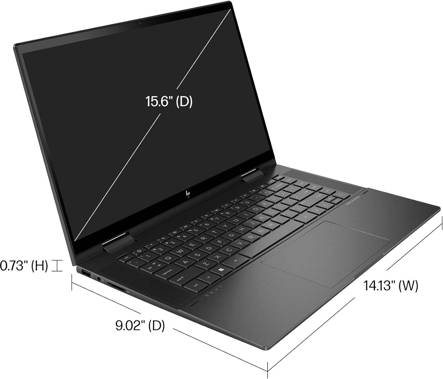 HP Envy X360 15 2-in-1 Laptop I 15.6 Full HD IPS Multi-Touch I AMD 8-Core Ryzen 7 5825U I 12GB DDR4 1TB SSD I AMD Radeon Graphic I Backlit USB-C HDMI Office365 Win11 Black + 32GB MicroSD Card