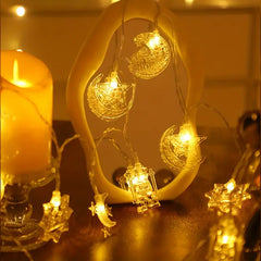 1pc Ramadan Moon & Star Castle LED String Lights | Warm Yellow Glow | Eid & Festive Decor