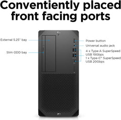 HP Z2 G9 Workstation, Intel Core i7-12700K 2.7 GHz, 32 GB DDR5 RAM, 2TB M.2 SSD + 1TB 3.5" HDD, Multi DVDRW, NVIDIA Quadro T1000 8GB, HP USB 320K KB + Wired 320M Mouse, Win 11, Black | HP Z2-G9