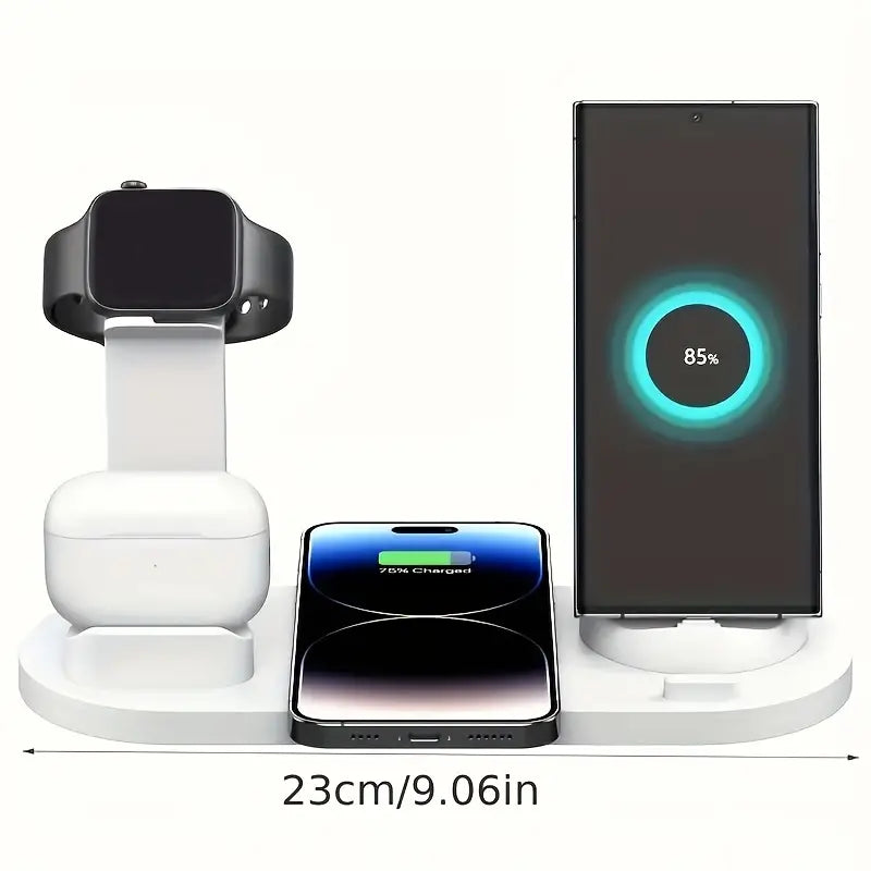 6-in-1 15W Fast Wireless Charger | Multi-Device Charging Station for iPhone, iWatch & AirPods