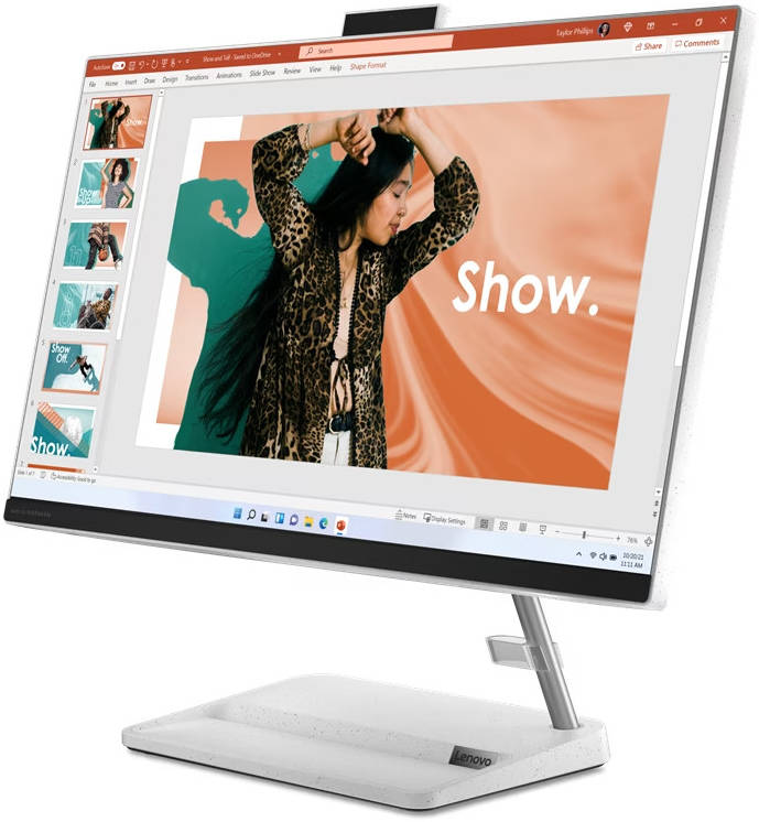 Lenovo IdeaCentre AIO 3 24IAP7 Desktop Computer, 23.8" FHD IPS Display, Intel Core i5-12450H, 8GB RAM, 512GB SSD, GeForce MX550 2GB GPU, Wireless Mouse ENG-ARAB K/B, Free DOS, Black | F0GH00TTAX