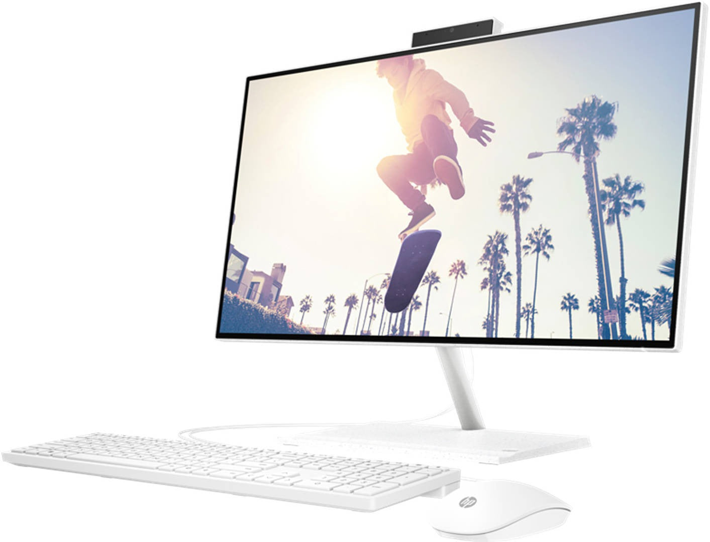 HP 24-cb1021nh Bundle AIO PC, 23.8" FHD Non Touch Display, Intel Core i5 1235 G7, 8GB RAM, 256 SSD, Intel Iris Xe Graphics, White Wired Keyboard & Mouse Combo Free DOS, White | 6P0E3EA