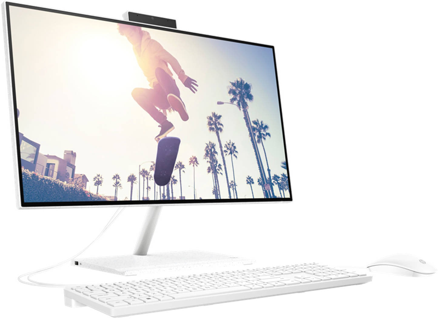 HP 24-cb1021nh Bundle AIO PC, 23.8" FHD Non Touch Display, Intel Core i5 1235 G7, 8GB RAM, 256 SSD, Intel Iris Xe Graphics, White Wired Keyboard & Mouse Combo Free DOS, White | 6P0E3EA