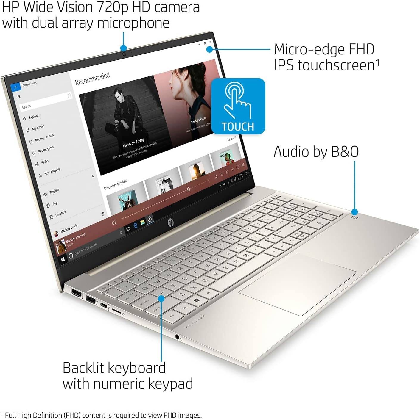 HP 2022 Pavilion Laptop, 15.6" IPS Touchscreen, Intel Core i5-1135G7 (Beats i7-1065G7), 16GB RAM, 1TB NVMe SSD, Backlit Keyboard, Audio by B&O, Wi-Fi 6, Long Battery Life, Micro-Edge, Win11